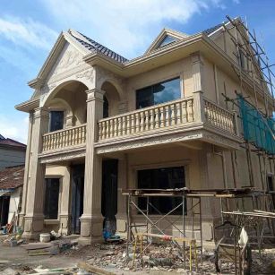 青海 黄金麻花岗岩石材私人别墅雕花门楼柱阳台栏杆