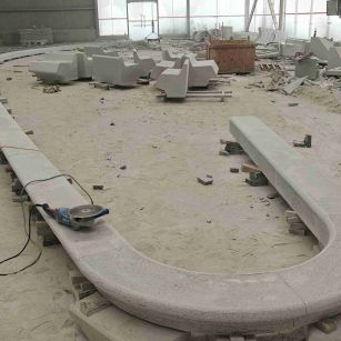 青海 芝麻白花岗岩弧形花坛石，坐凳石