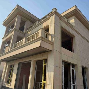 青海 黄金麻花岗岩石材荔枝面外墙干挂效果展示