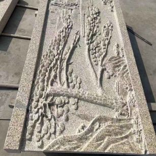 青海 黄金麻雕刻板浮雕迎客松