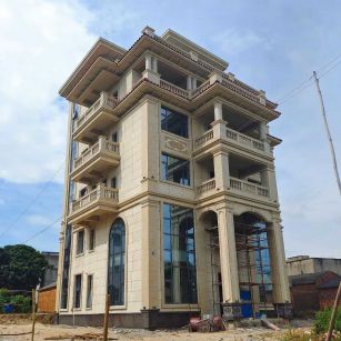 青海 黄金麻花岗岩石材别墅外墙干挂搭配（雕花栏杆花瓶柱门楼罗马柱）