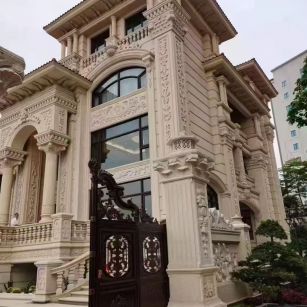 青海 黄金麻花岗岩别墅外墙干挂效果展示