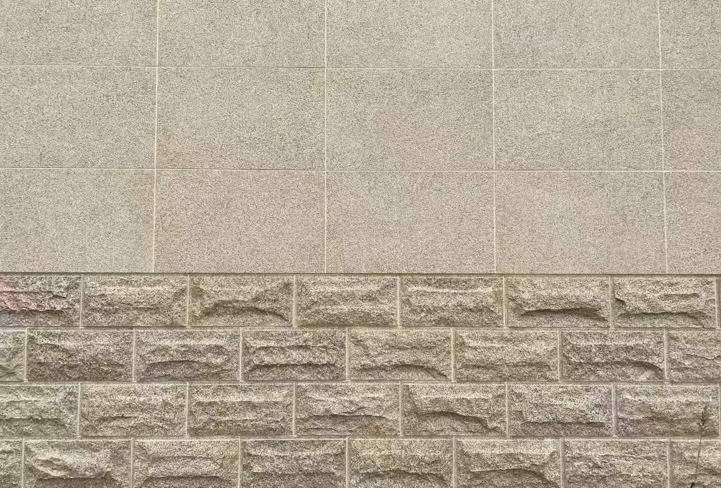 青海 黄金麻自然面蘑菇石配荔枝面干挂