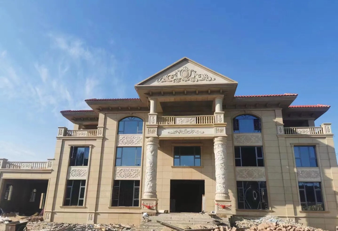 青海 黄金麻花岗岩别墅外墙干挂