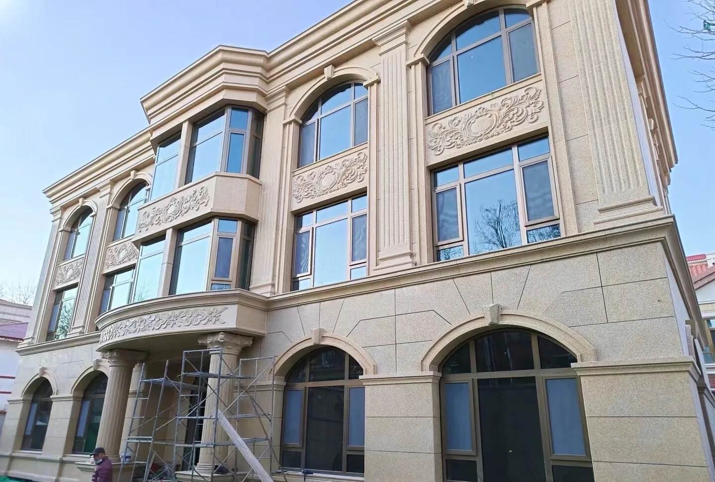 青海 黄金麻花岗岩别墅外墙干挂