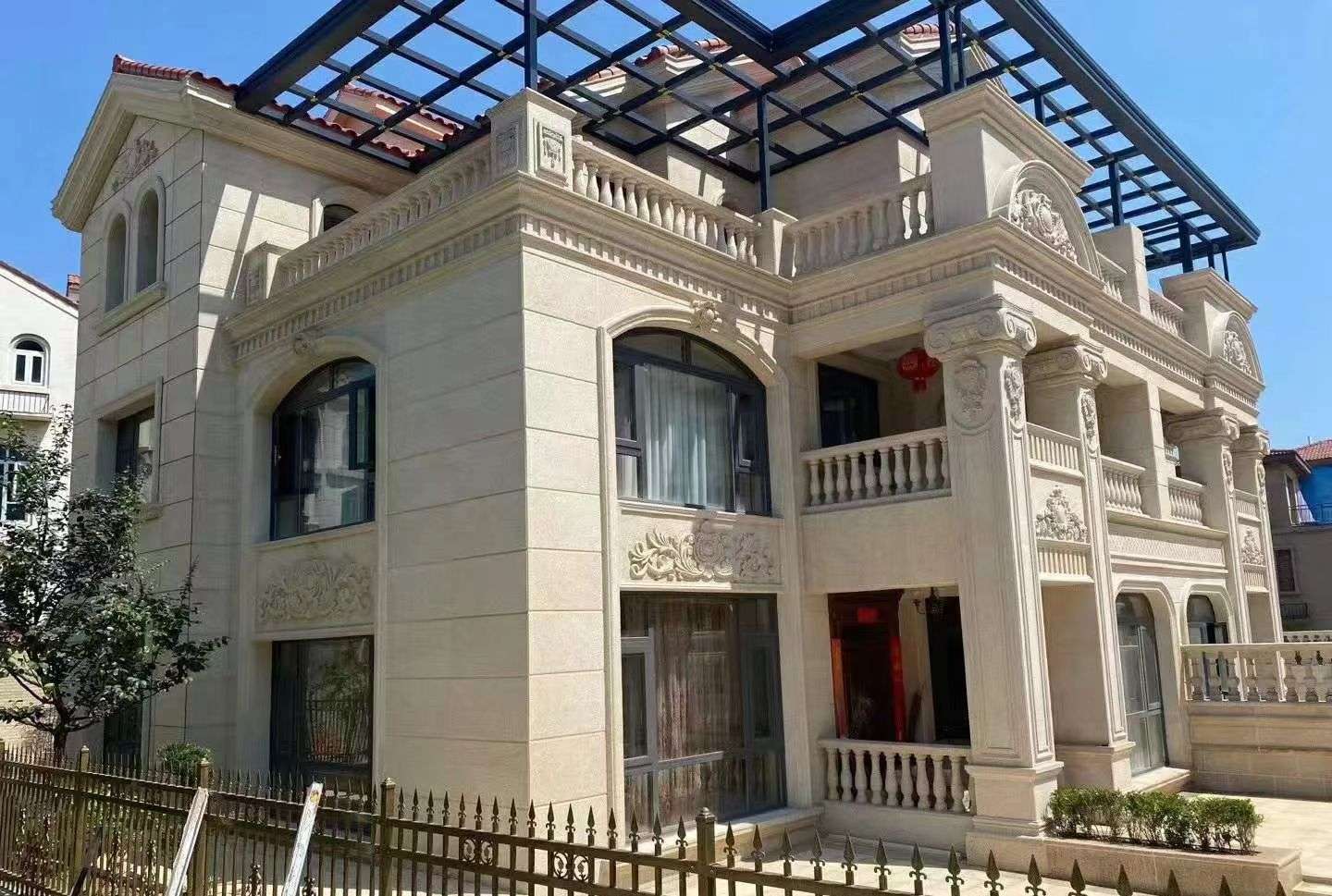 青海 黄金麻花岗岩荔枝面别墅外墙干挂